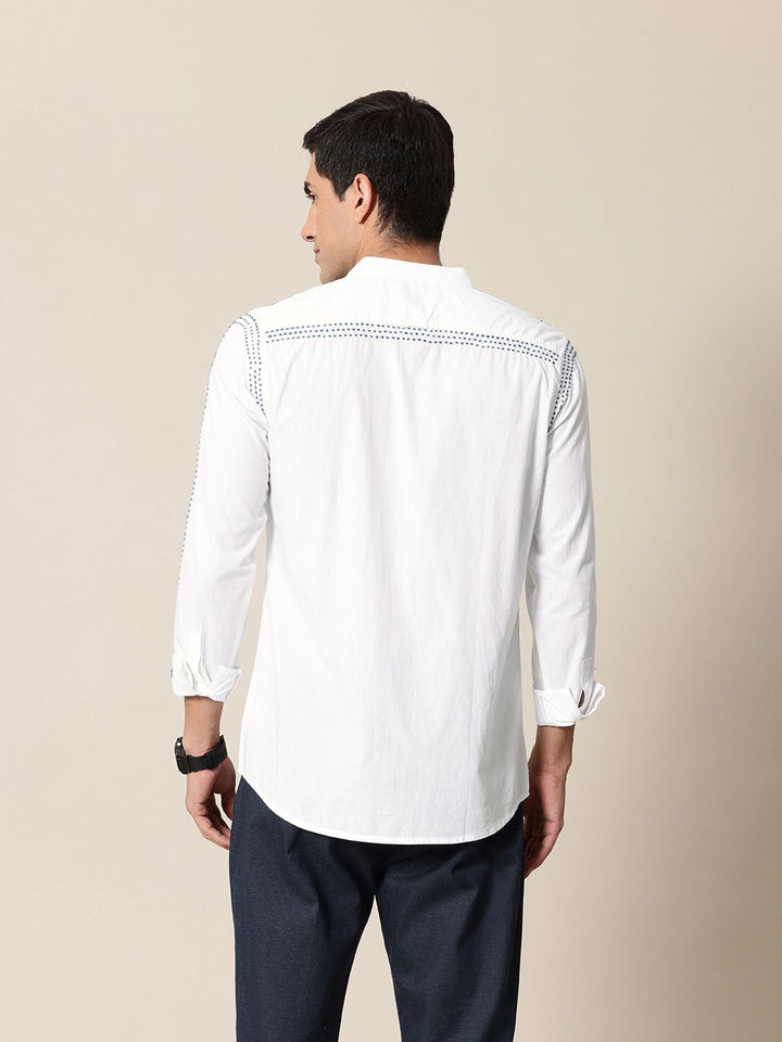 Mr Bowerbird Pure Cotton Embroidered Tailored Fit Opaque Casual Shirt