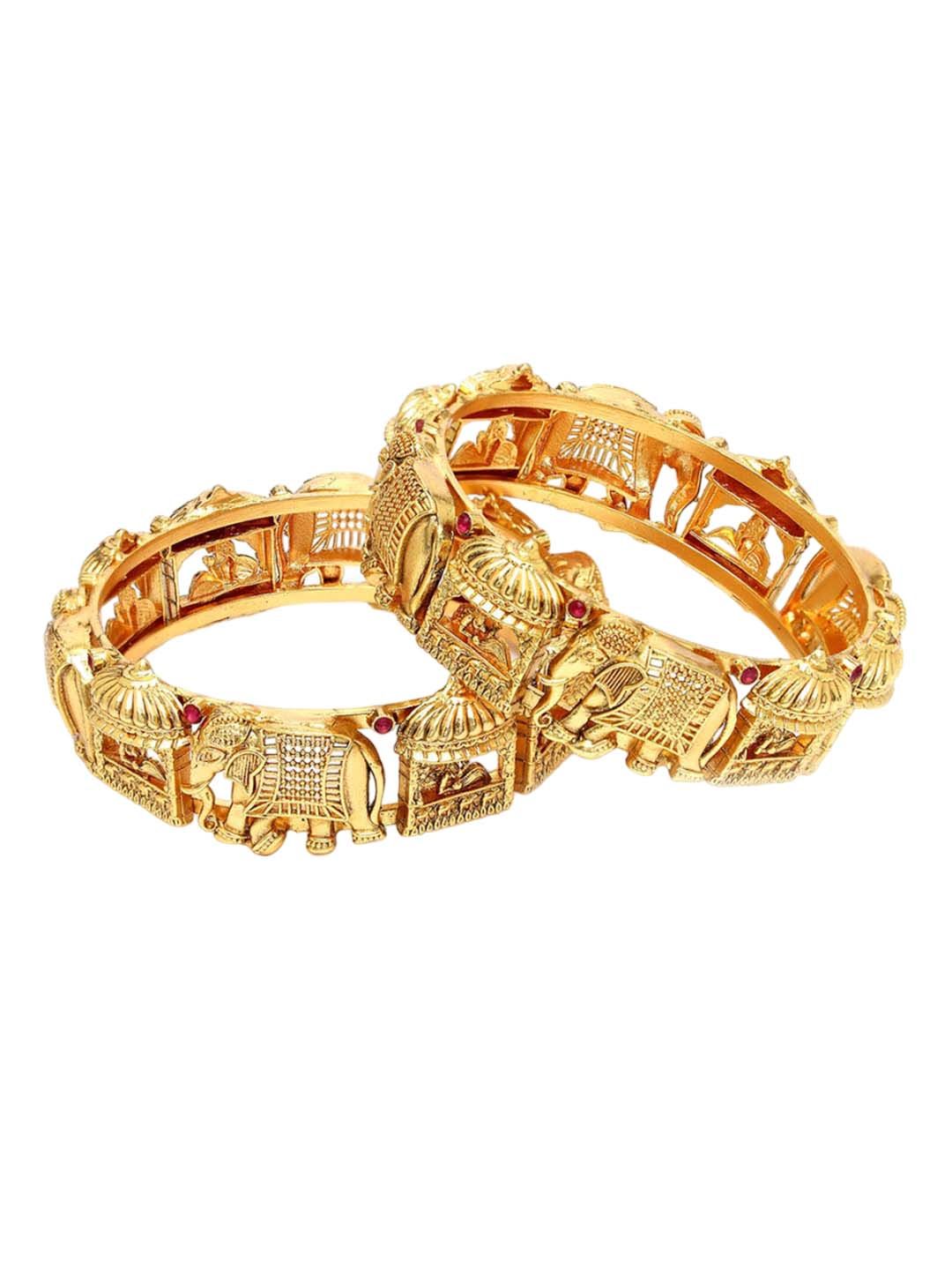 Set Karatcart dari 2 gelang Kundan berlapis emas