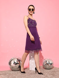STREET 9 Purple Net Sheath Dress