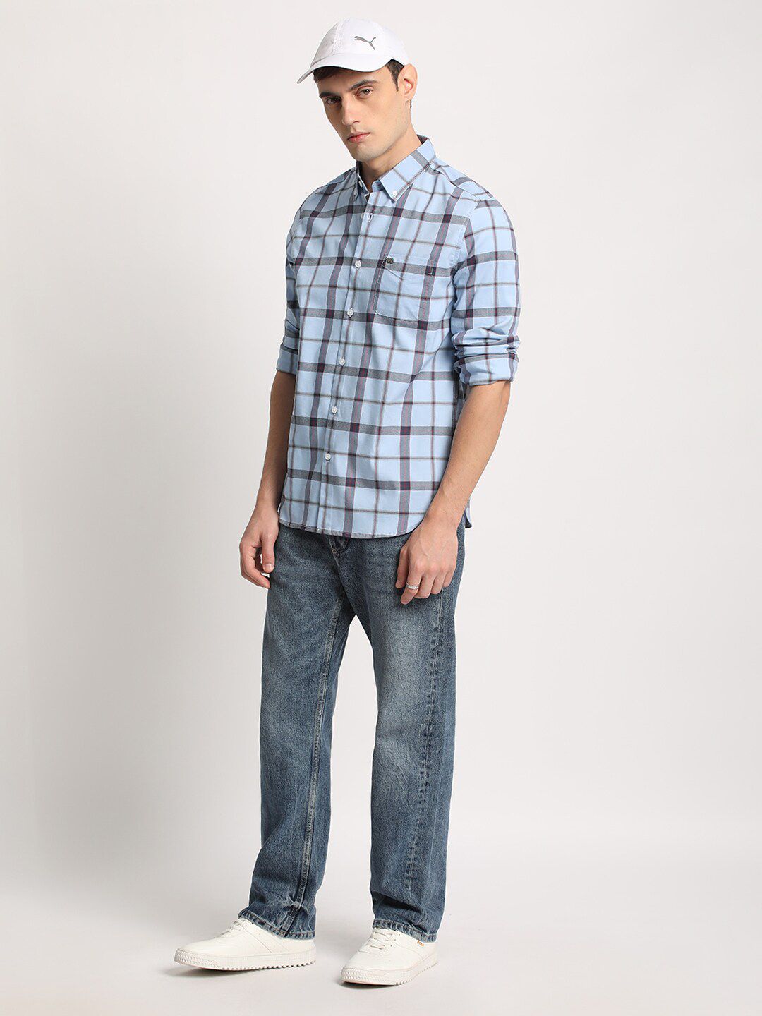 THE BEAR HOUSE Men Checked Slim Fit Button-Down Collar Casual Shirts
