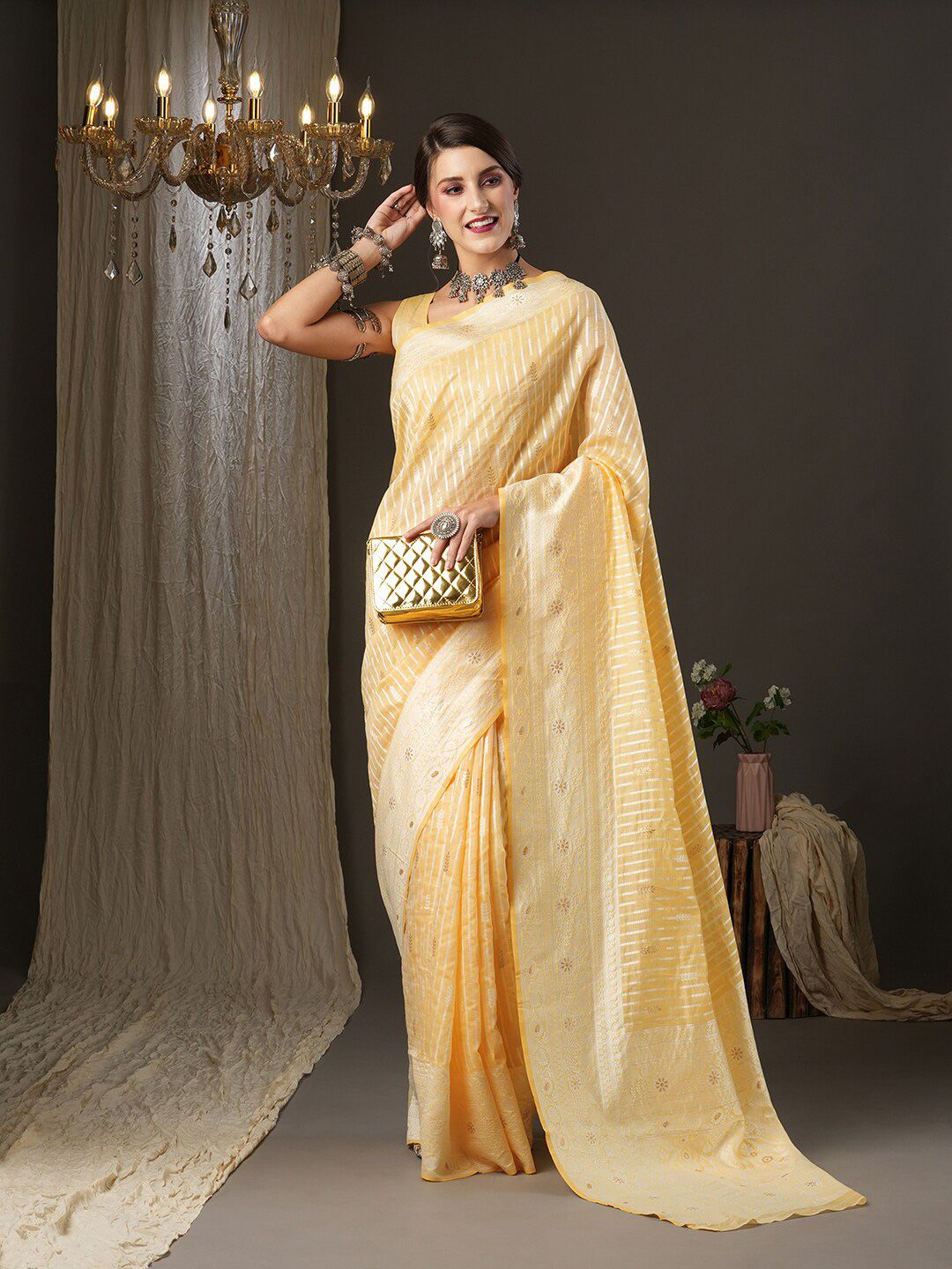 Saree mall Ethnic Motifs Woven Design Zari Festive Sarees