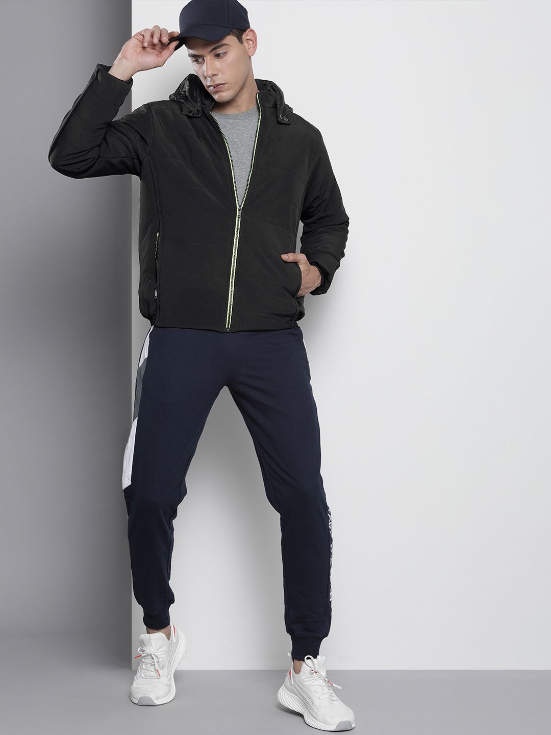 The Indian Garage Co Men Zip-Front Bomber Jacket with Detachable Hood