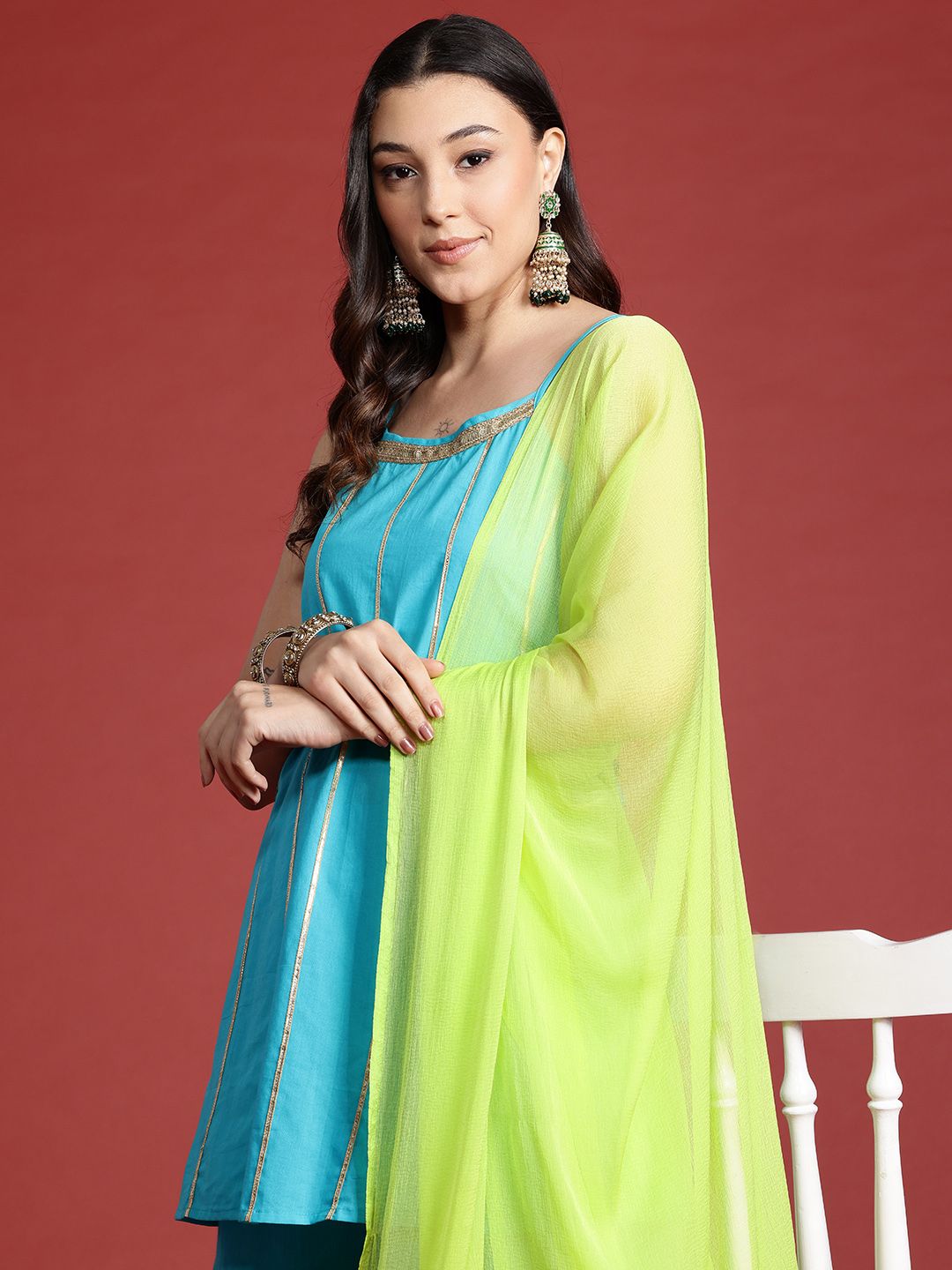 Anouk Tyohar Collection Gotta Patti Pure Cotton Kurti with Sharara & Dupatta