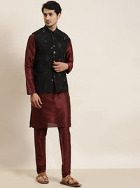 SOJANYA Kurta Lurus Kolar Mandarin dengan Churidar dengan Jaket Nehru Kerja Cermin