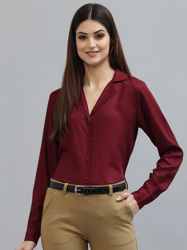 Style Quotient Women Maroon Formal Shirt
