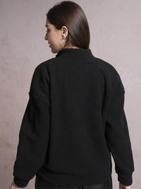 Tokyo Talkies Black High Neck Besar Pullover Sweatshirt