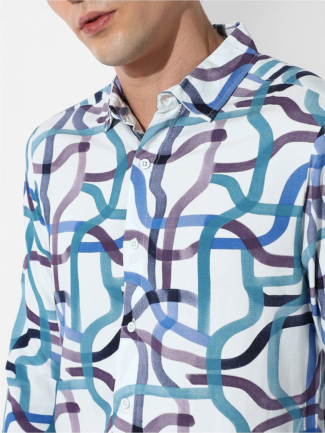Campus Sutra Classic Abstract Printed Casual Shirt
