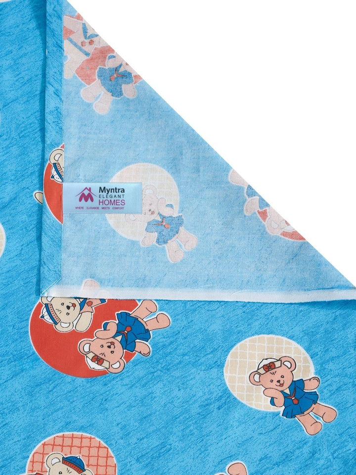 Myntra Elegant Homes Blue Conversational Cotton 400 TC Single Superfine Bedsheet with a Pillow Cover-89 x 59 inches