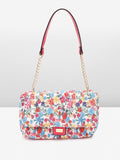 Lino Perros Floral Printed Structured Shoulder Bag With Quilted Detail