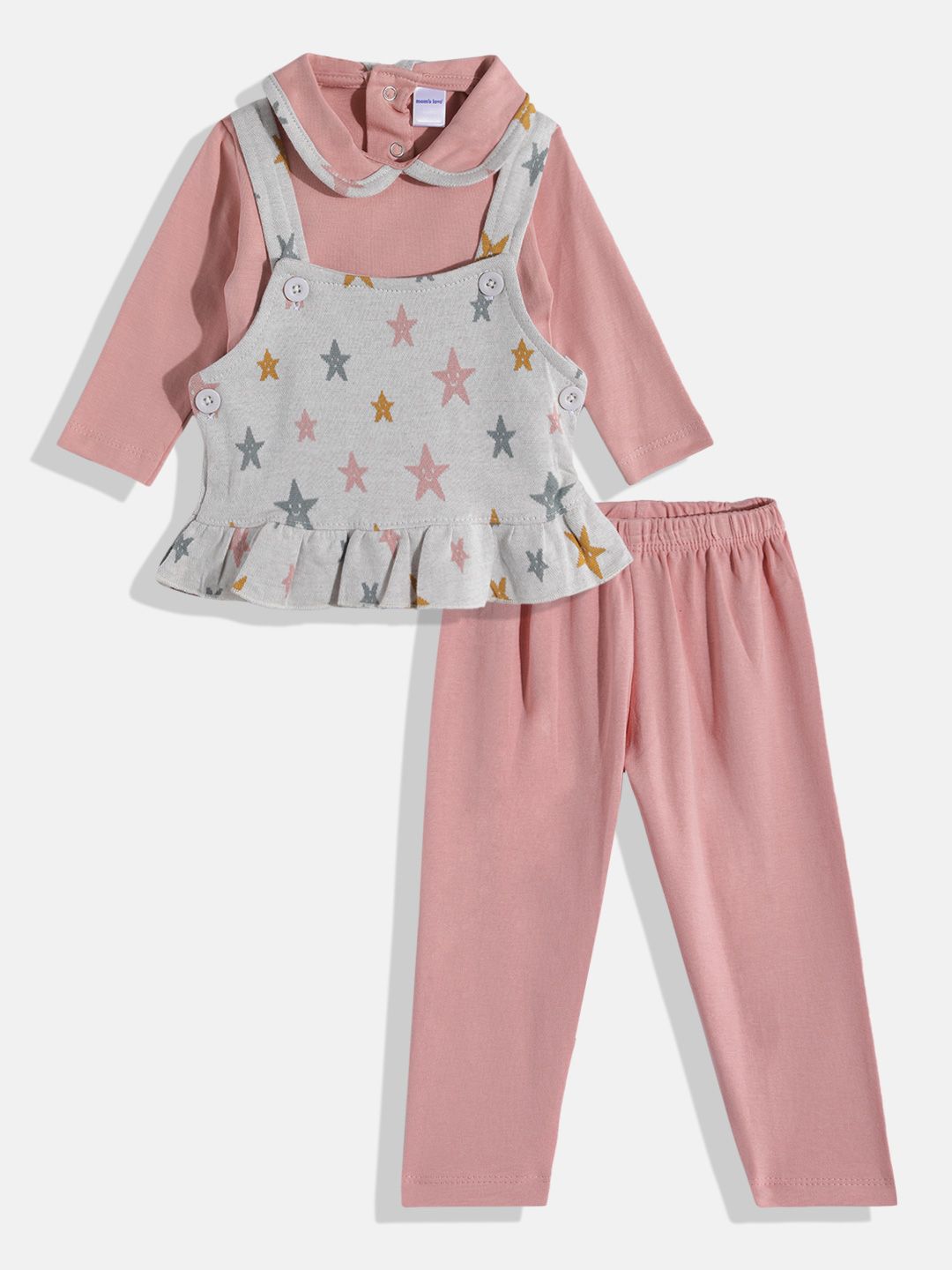 Moms Love Infant Girls Printed Pure Cotton Clothing Set