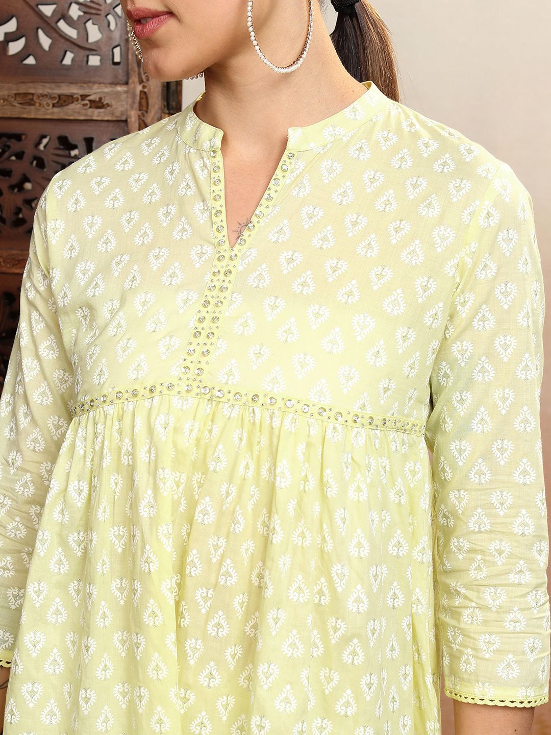 Vishudh Printed Pure Cotton Top With Trousers Co-Ords