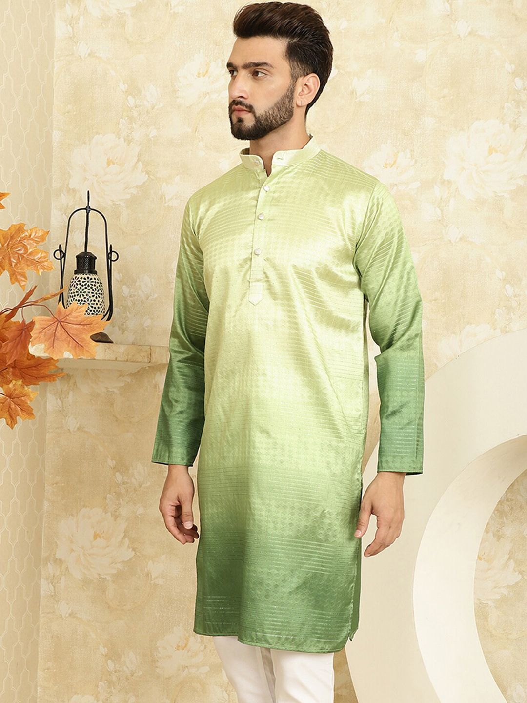 SOJANYA Ethnic Woven Design Cotton Silk Straight Kurta