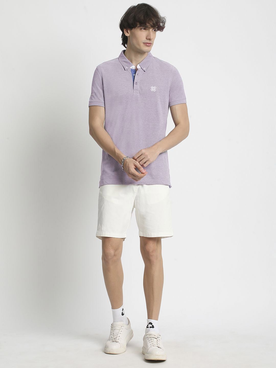THE BEAR HOUSE Men Solid Polo Collar Regular Fit Pure Cotton T-shirt