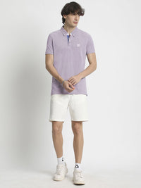 THE BEAR HOUSE Men Solid Polo Collar Regular Fit Pure Cotton T-shirt