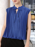 DressBerry Effortless Elegance Accordion Pleated Satin Finish A-Line Top