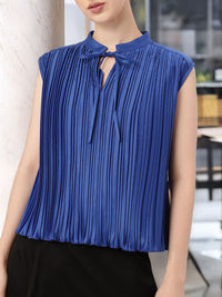 DressBerry Effortless Elegance Accordion Pleated Satin Finish A-Line Top