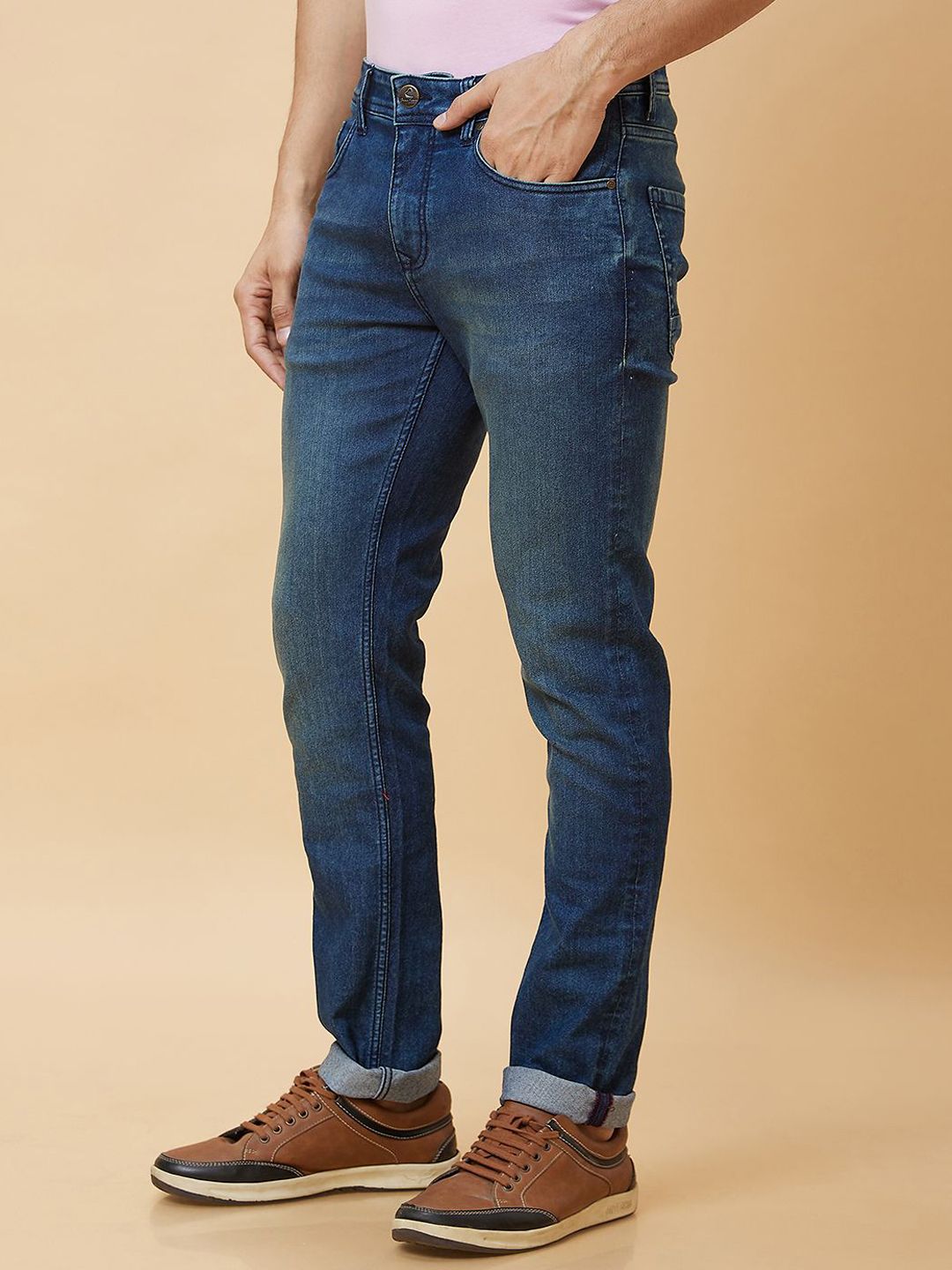 Being Human Men Washed Striped Longline Denim Jacket