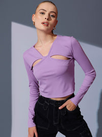 STREET 9 V-Neck Cut Outs Ribbed Styled Back Crop Top