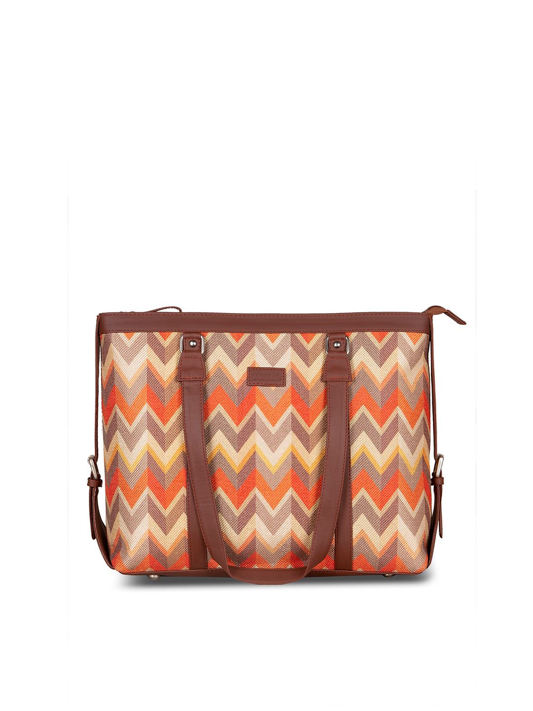 ZOUK Orange & Brown Handcrafted Fabric Vegan Leather Sustainable Shoulder Bag