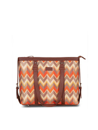 ZOUK Orange & Brown Handcrafted Fabric Vegan Leather Sustainable Shoulder Bag