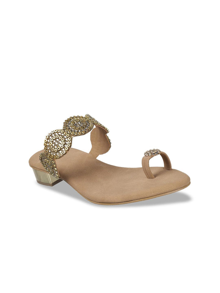Metro Ethnic Embellished One Toe Block Heels