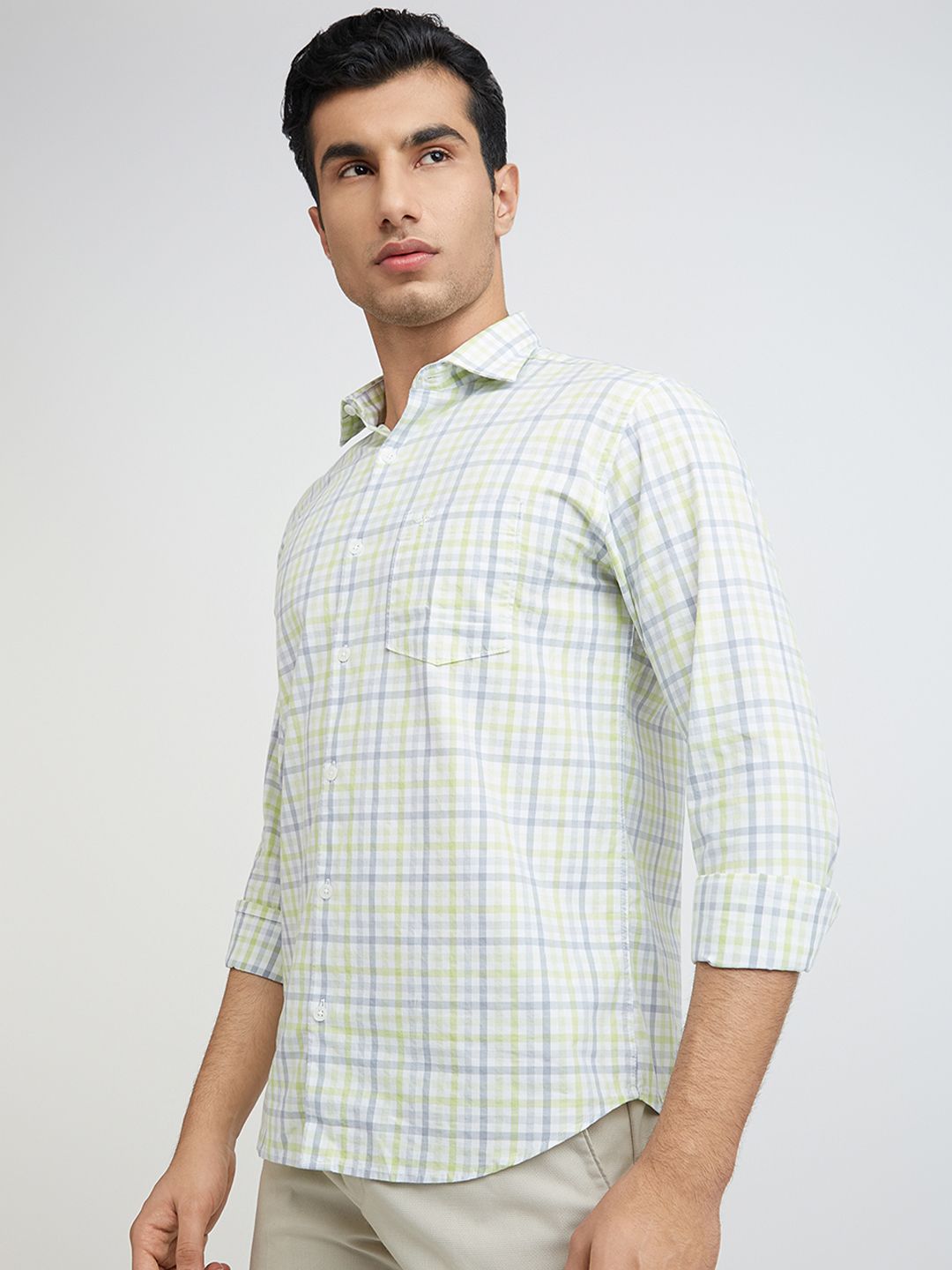 Park Avenue Men Slim Fit Opaque Checked Pure Cotton Casual Shirt