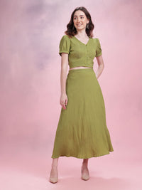 DressBerry Crinkle Cropped  Top & Midi Skirt
