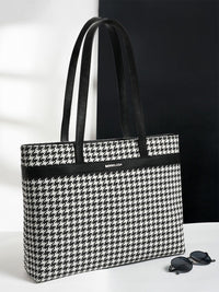 Berrylush Black & White Printed Structured Laptop Handheld Bag