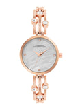 Sambungan Perancis Wanita Dail Corak & Gelang Keluli Karat Tali Tali Analog Watch FCN073SRGM