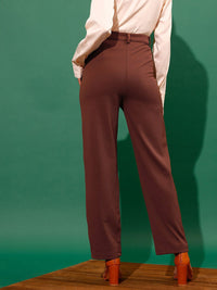 STREET 9 Women Mid-Rise Flat-Front Plain Loose Fit Trousers