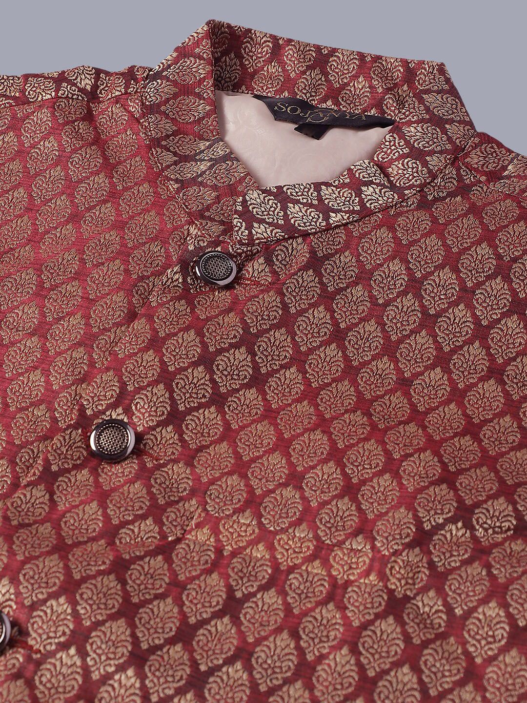 SOJANYA Embroidered Straight Kurta With Churidar And Nehru Jacket