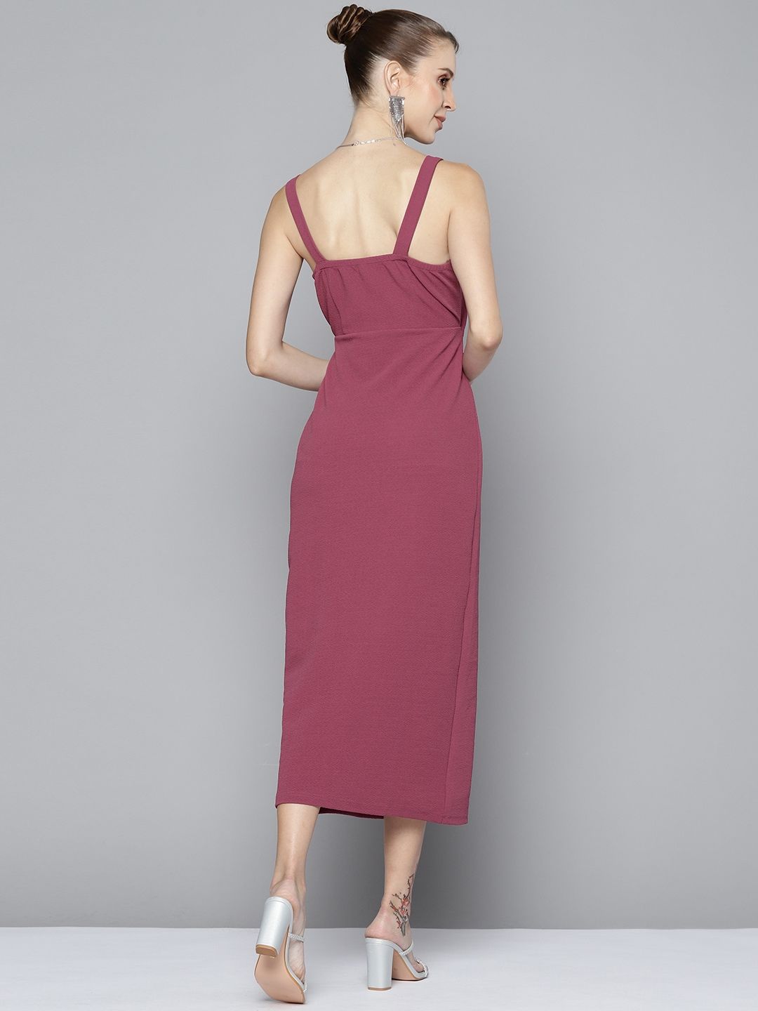 SASSAFRAS Women Mauve Sheath Midi Dress