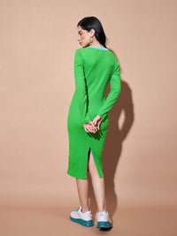 SASSAFRAS BASICS Ribbed Round Neck Cotton Bodycon Dress