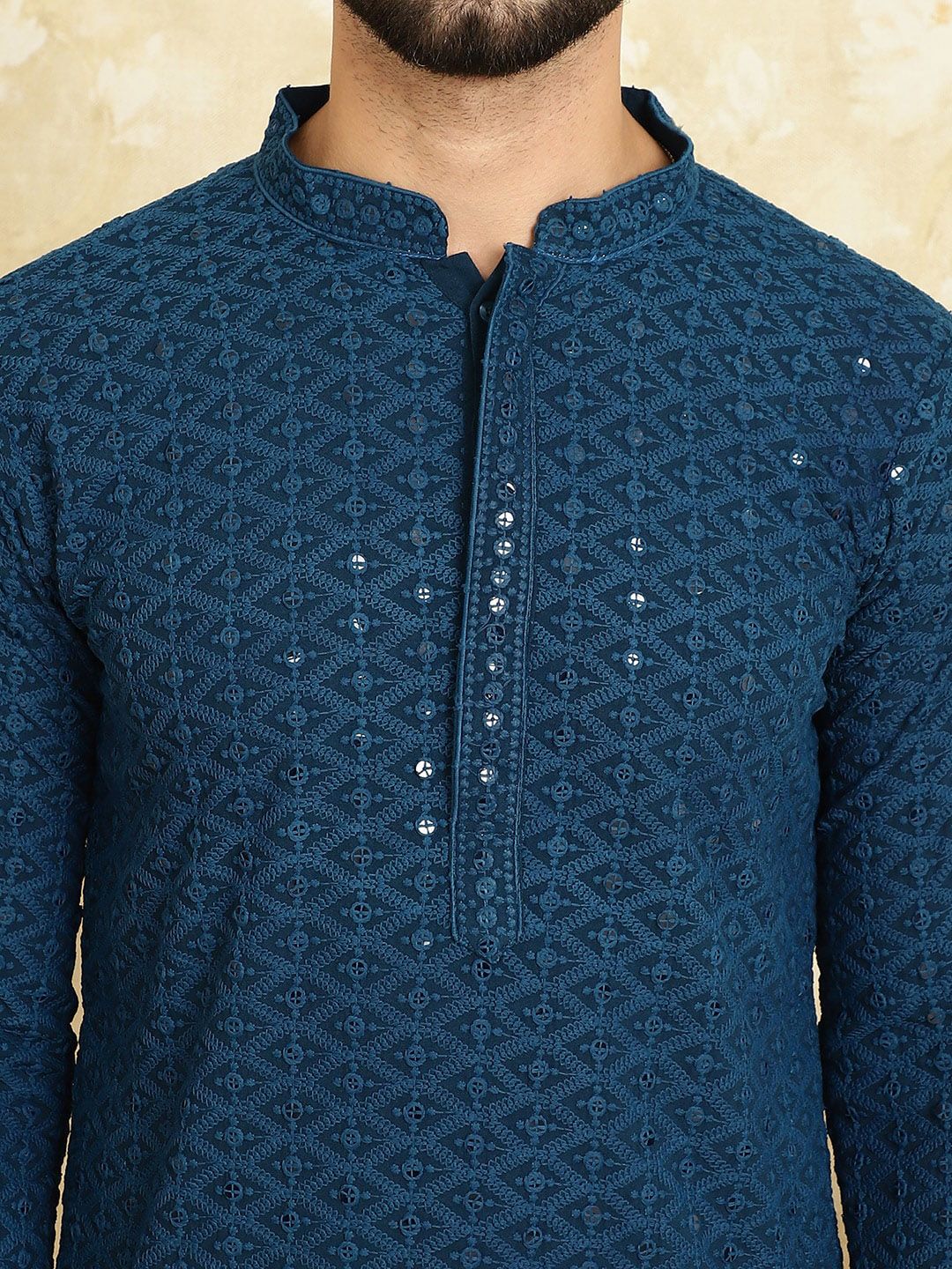 SOJANYA Ethnic Motifs Embroidered Pure Cotton Kurta with Churidar