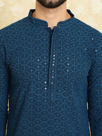 SOJANYA Ethnic Motifs Embroidered Pure Cotton Kurta with Churidar