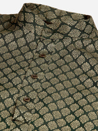 SOJANYA Men Green Ethnic Motifs Kurta with Churidar & Nehru Jacket