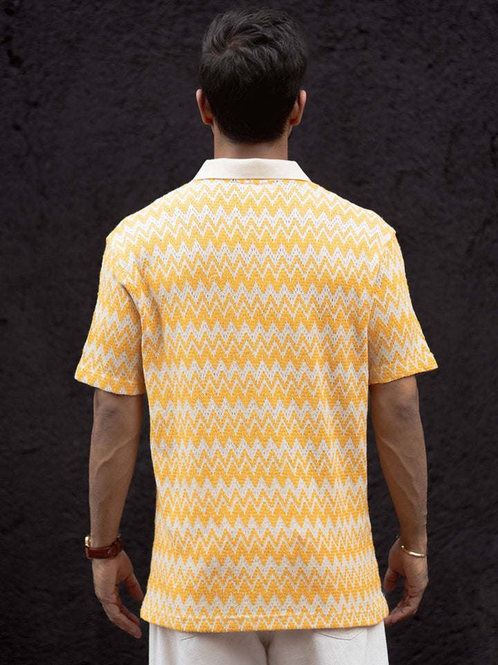 Powerlook Men Striped Polo Collar T-shirt