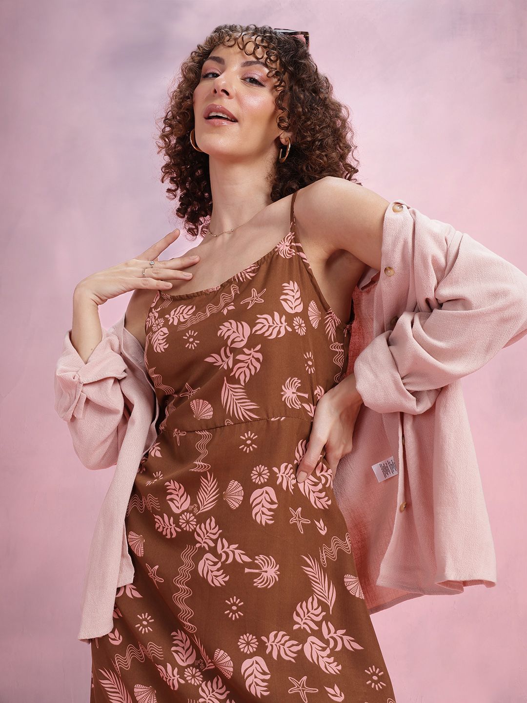 DressBerry Floral Print A-Line Midi Dress