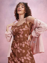 DressBerry Floral Print A-Line Midi Dress