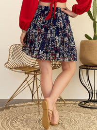 Berrylush Floral Printed High Rise Flared Mini Skirt