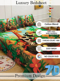 Moda Rapido X KLOTTHE Multicoloured 400 TC King Bedsheet with 2 Pillow Covers