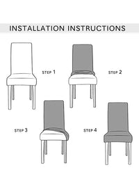 Cortina White 6 Pieces Floral Printed Dining Chair Covers