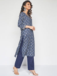 Global Desi Women Paisley Printed Flared Sleeves Chikankari Kurta