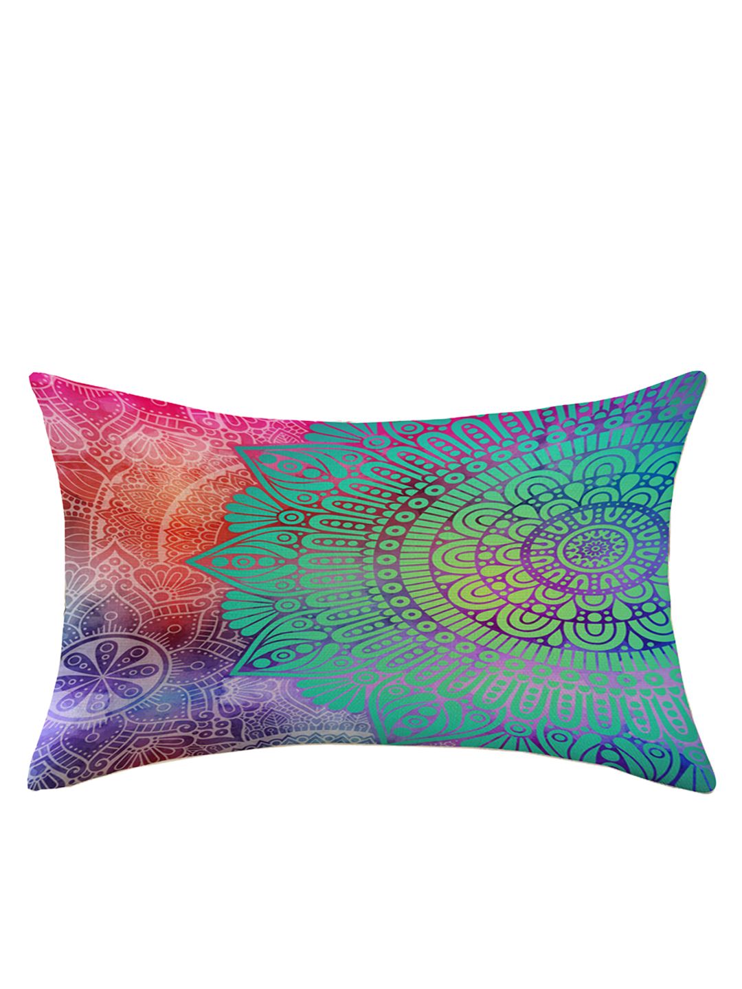STITCHNEST Teal & Magenta Set of 2 Ethnic Motifs Rectangle Cushion Covers