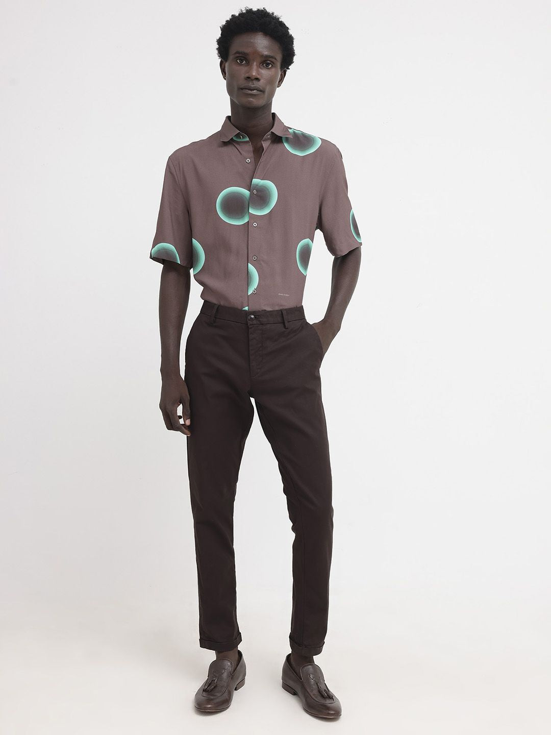 RARE RABBIT Men Poblur Boxy Standard Opaque Shirt