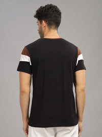 ADRO Colourblocked Regular Fit Cotton T-shirt