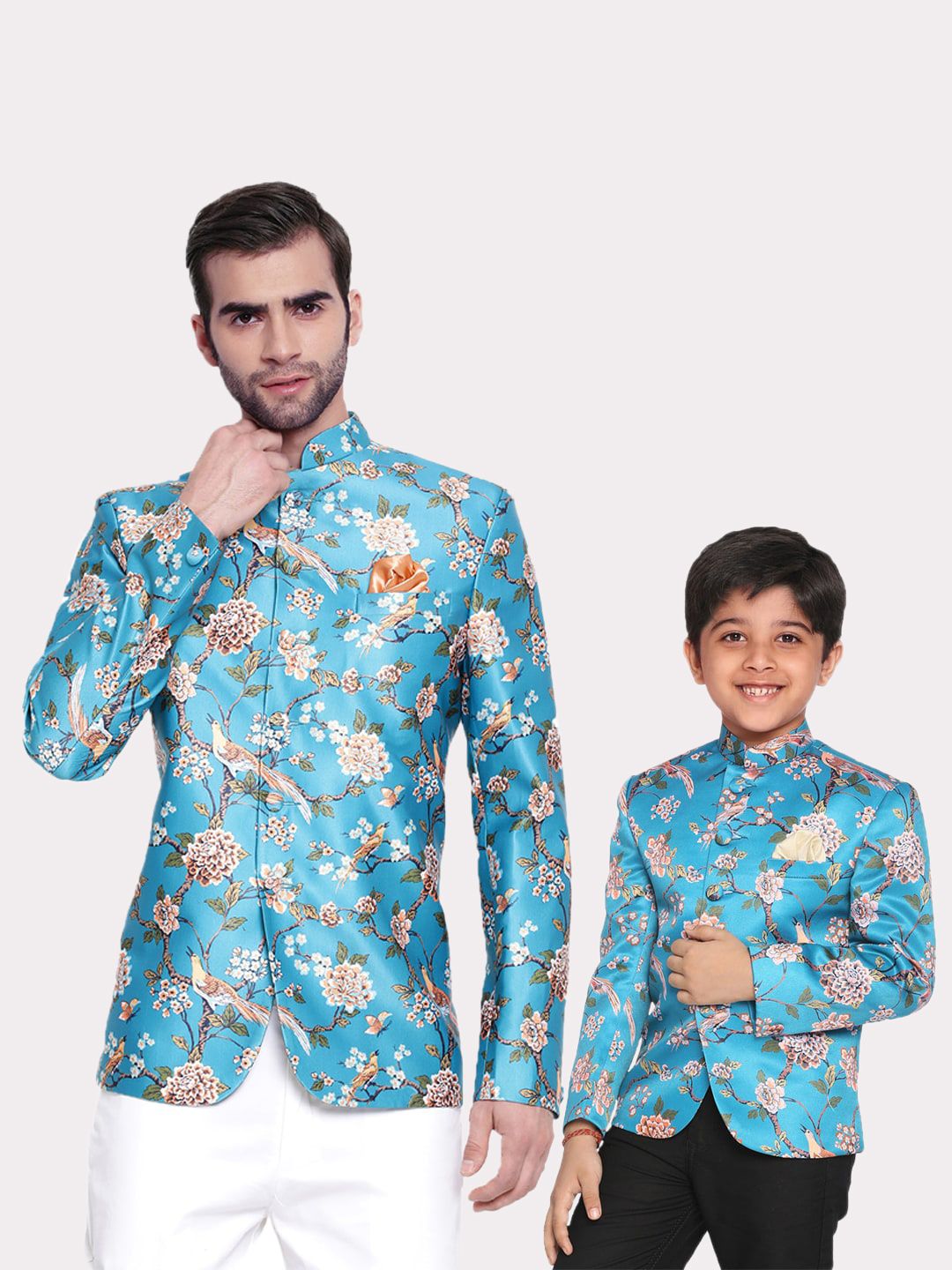VASTRAMAY Boys Printed Slim Fit Bandhgala Jodhpuri Blazer