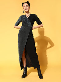 Athena Stunning Blue Colourblocked Wrap It Up Dress