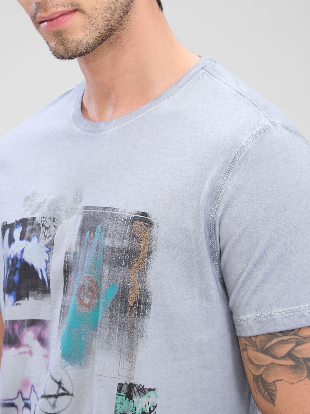 SPYKAR Men Graphic Printed Round Neck Cotton T-shirt