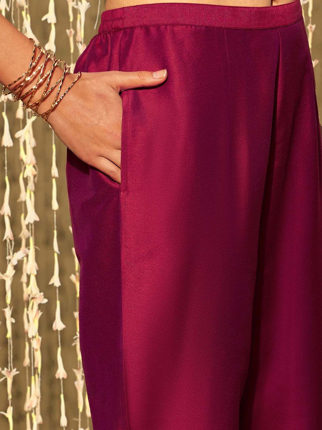 Indo Era Ethnic Motifs Embroidered Zari Straight Kurta With Trousers & Dupatta